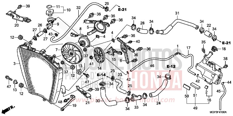 RADIATEUR de CBR1000RR "Fireblade" PEARL SUNBEAM WHITE (NHA66EA) 2012